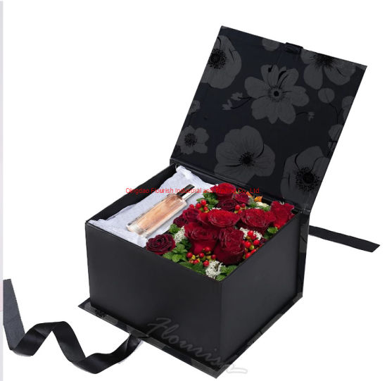 Wholesale Price Square Heart Shaped Rigid Cardboard Rose Flower Paper Box 