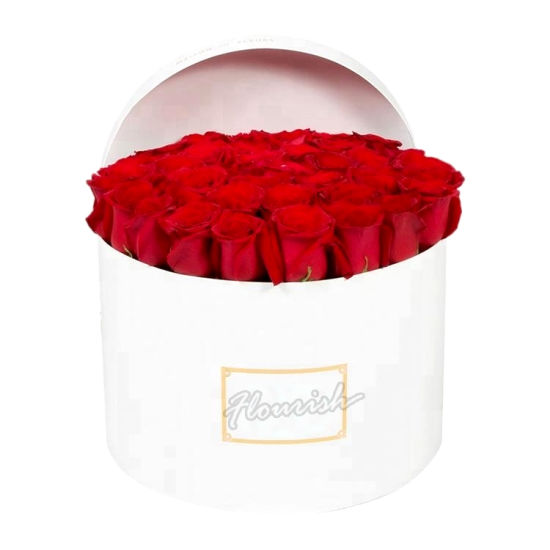 White Round Tube Shape Rose Flower Gift Packaging Box 