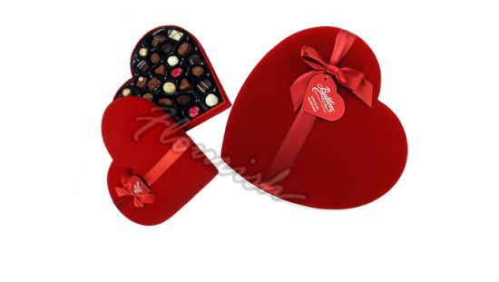 Red Color Heart Shaped Chocolate Packaging Paper Box with Insert