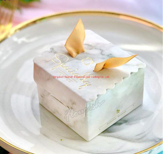 Fancy Art Paper Marble Favor Wedding Gift Give-away Box