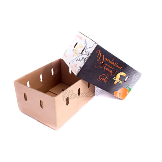 Strong Deep Corrugated Paper Apple Lemon Pitaya Kiwi Fruit Packaging Box with Handle