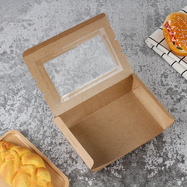 China Manufacturer Wholesale Eco-friendly Kraft Paper Packaging Food Box,Fast Food Snack Box With Window