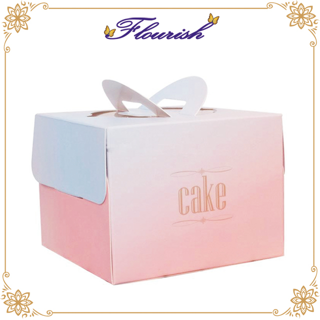 Gradient Pink And Blue Birthday Cake Box