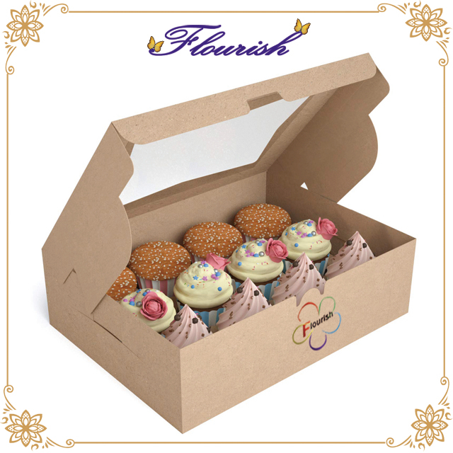 Eco-Friendly Kraft Paper Bakery Cupcake Window Box