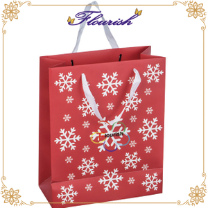 Snowflake Printed Red Christmas Bag