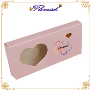 Sweet Pink Art Paper Eyelash Packaging Heart Window Box