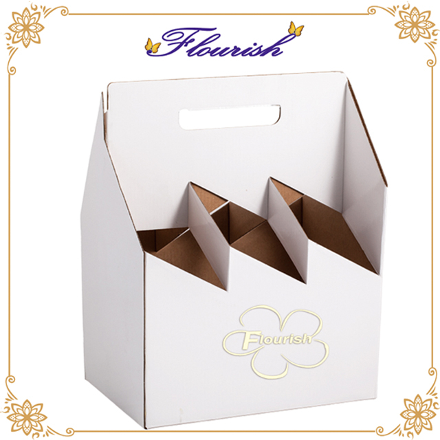 White Corrugated Paper Wine Bottle Packaging Basket Box