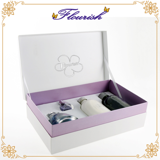 Purple Cardboard Cosmetic Gift Packaging Box with Insert