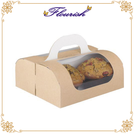 Plain Color Kraft Paper Bread Box for Breakfast with Carrier - Buy ...