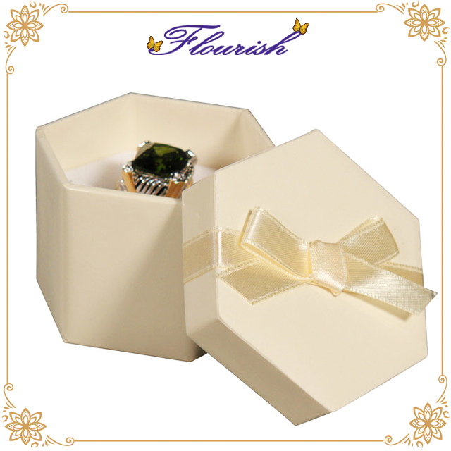 Beige Cardboard Ring Storage Hexagon Box