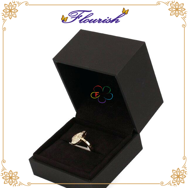 Luxury Black Velvet Ring Packaging Cardboard Box