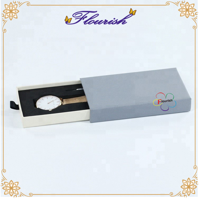 OEM Logo Printed Gray Sliding Watch Gift Box