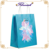 Kraft Paper Washed Printing Blue Bag