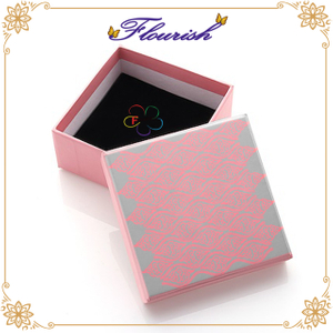 Square Romantic Pink And Grey Printed Jewelry Box