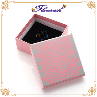 Square Romantic Pink And Grey Printed Jewelry Box