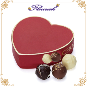 Gold Decorated Red Heart Shaped Candy Box