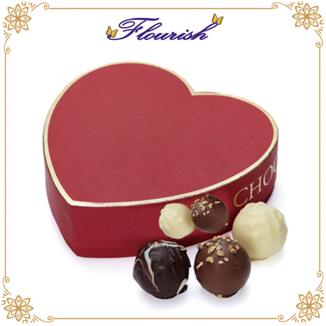 Gold Decorated Red Heart Shaped Candy Box