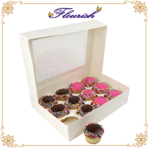 White Color Cupcake Packaging Window Box with Paper Tray