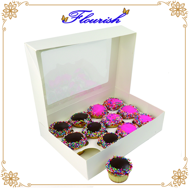 White Cardboard Sweet Baking Cookie Packaging Hinged Cover Box
