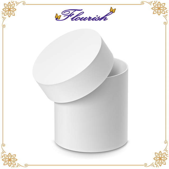 White Round Tube Shape Rose Flower Gift Packaging Box 