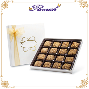 White Art Paper Chocolate Gift Box with Yellow Ribbon