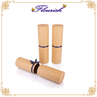 Custom Cylindrical Chopsticks Storage Paper Box with Ribbon