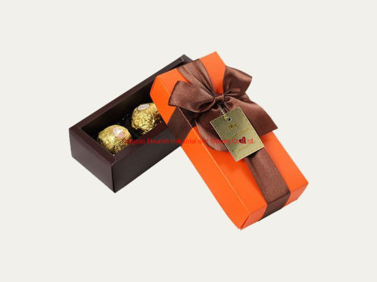 White Art Paper Chocolate Gift Box with Yellow Ribbon
