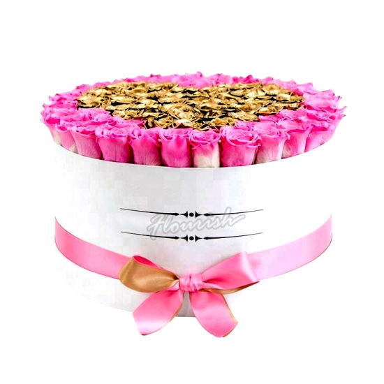 Romantic Pink Color Flower Packaging and Holding Cardboard Box for Wedding Ceremony