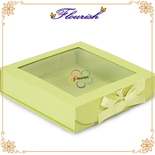 Custom Logo Square Shaped Cardboard Paper Gift Packing Boxes with Clear Window 