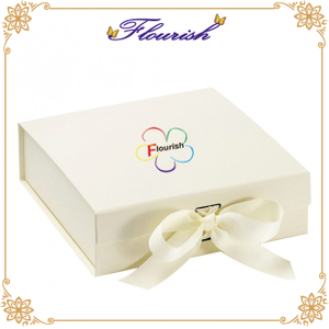 Medium Size Beige Art Paper Gift Box for Party And Events with Ribbon