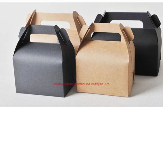 Plain Color Kraft Paper Bread Box for Breakfast with Carrier