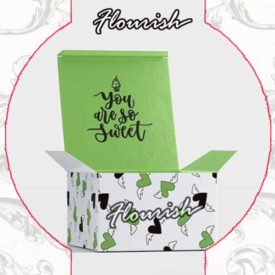 White Cardboard Sweet Baking Cookie Packaging Hinged Cover Box