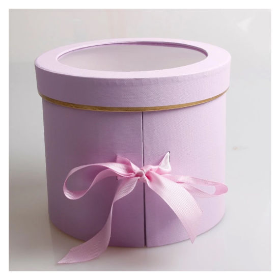 Purple Color Gold Stamping Flower Storage Round Cardboard Box