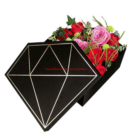 Gold Stamping Purple Cardboard Bouquet Surprise Box