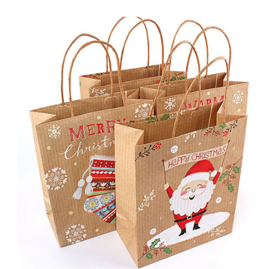 Kraft Paper Washed Printing Blue Bag