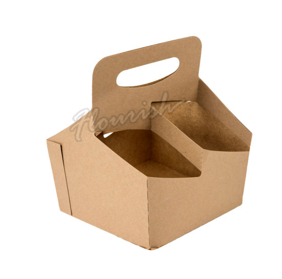 Eco-Friendly Brown Kraft Paper Coffee Wine Carrier