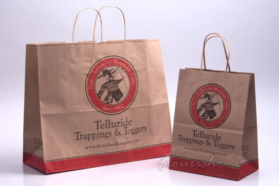 Kraft Paper Washed Printing Blue Bag