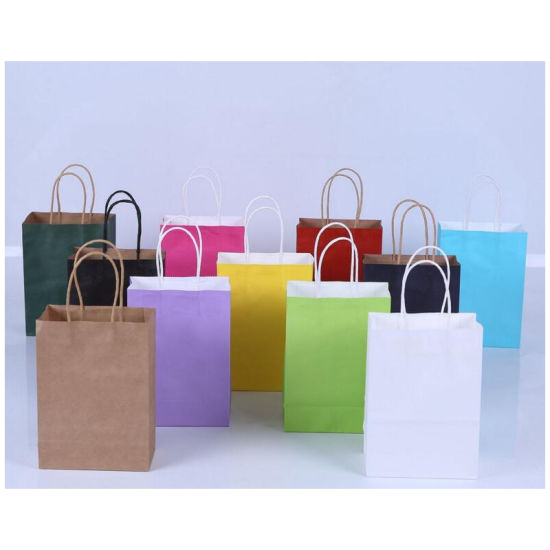 Fashion Yellow Kraft Paper Apparel Packaging Bag 