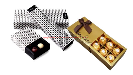 White Art Paper Chocolate Gift Box with Yellow Ribbon