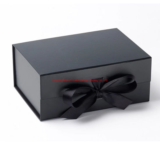 Custom Logo Square Shaped Paperboard Gift Packaging Box with Ribbon 
