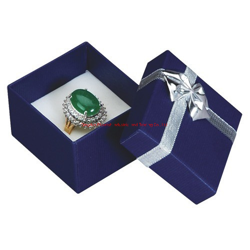 Blue Coated Paper Ring Packaging Square Box
