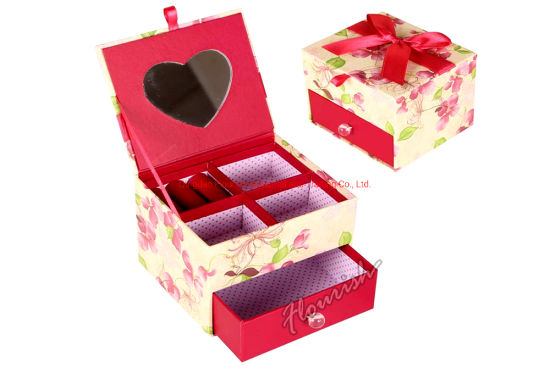 Custom Printing Cardboard Jewelry Flower Gift Storage Box with Drawer