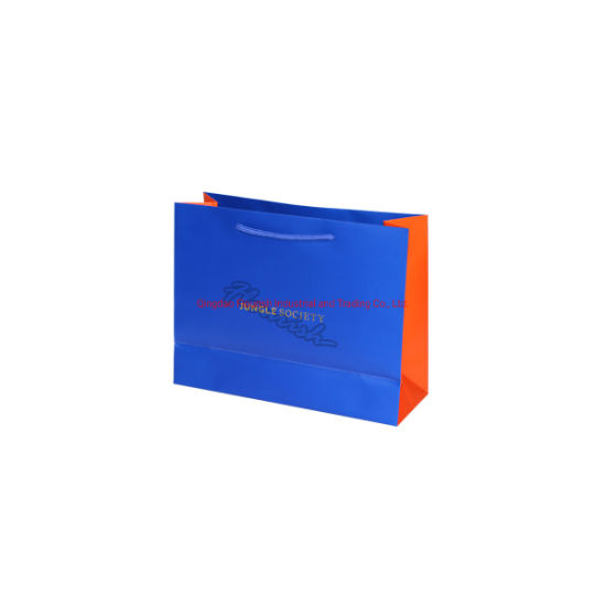 Custom Printing Blue Coated Paper Wrapping Bag 