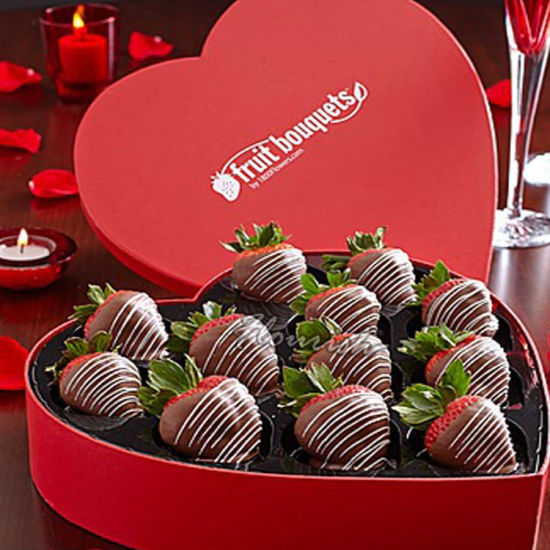 Gold Decorated Red Heart Shaped Candy Box