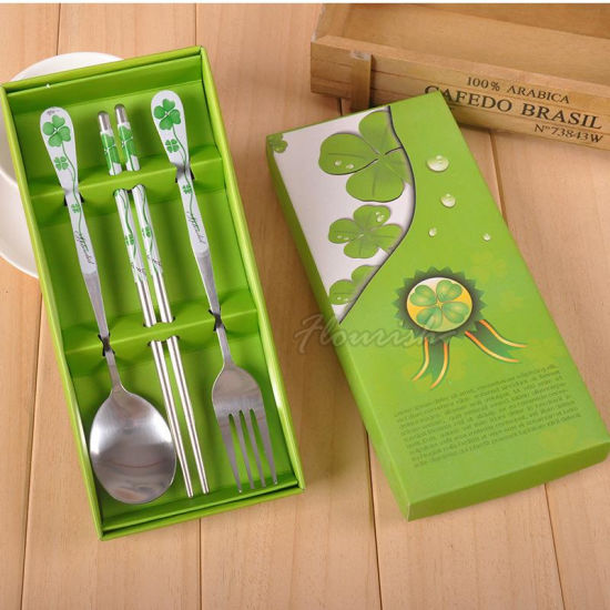 Chinese Element Rigid Cardboard Newly Wedded Kitchenware Fork And Spoon Box