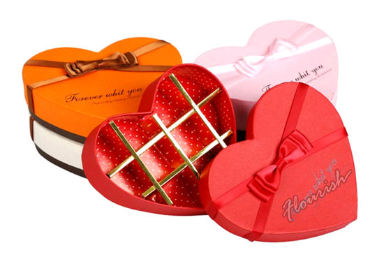 Gold Decorated Red Heart Shaped Candy Box
