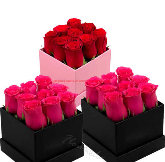 Gold Stamping Pink Color Diamond Shaped Paperboard Flower Gift Box