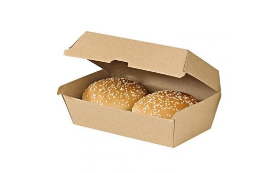 Natural Brown Color Food Grade Kraft Paper Foldable Fast Food Salad Burger Box