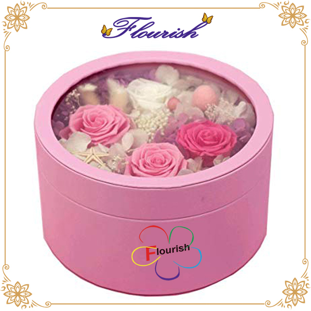 Romantic Pink Color Flower Packaging and Holding Cardboard Box for Wedding Ceremony