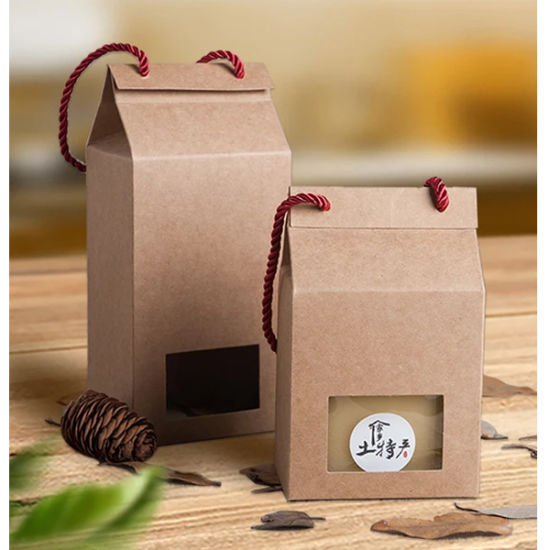 Rigid Brown Kraft Paper Diecut Bag